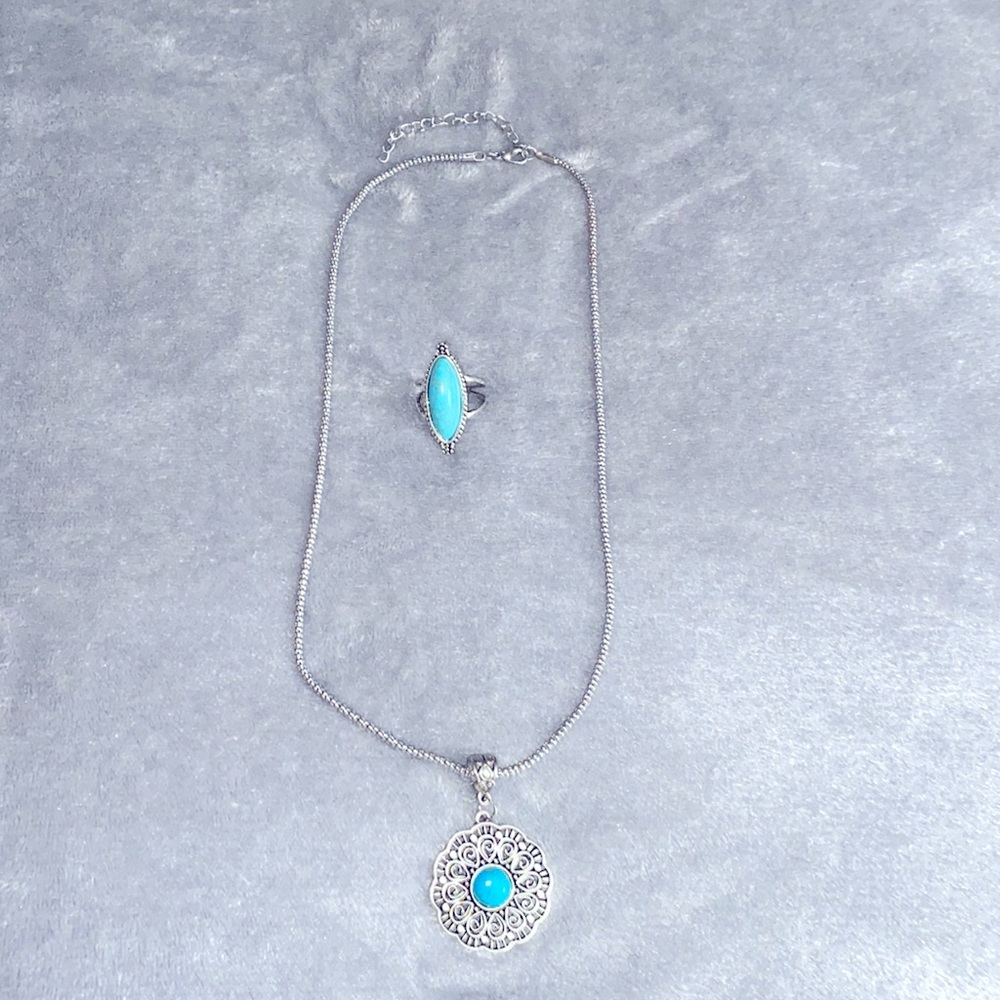 Antique Turquoise Necklace and Ring